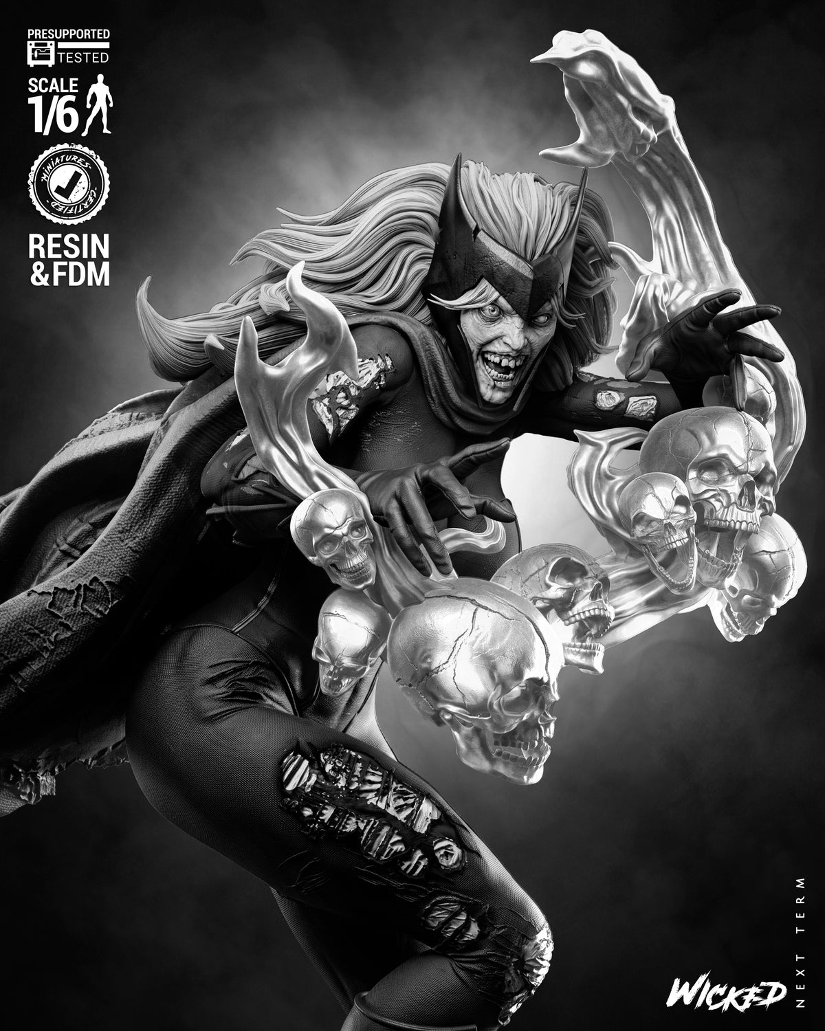 Zombie Scarlet Witch Sculpture (75mm to 500mm) - Unassembled/Unpainted/3D Print