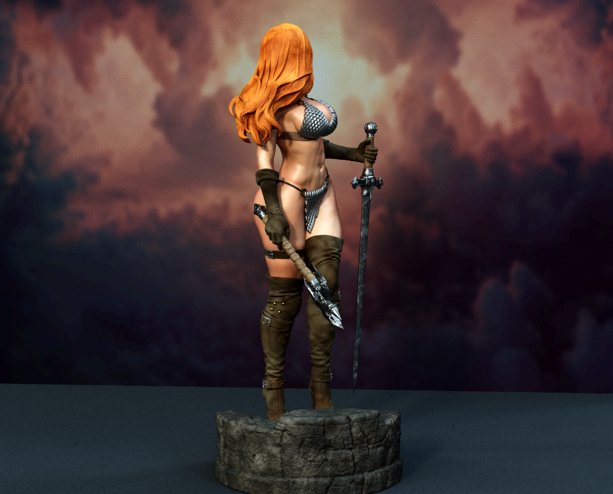 Red Sonja SFW/NSFW Sculpture (75mm to 500mm) - Unassembled/Unpainted/3D Print
