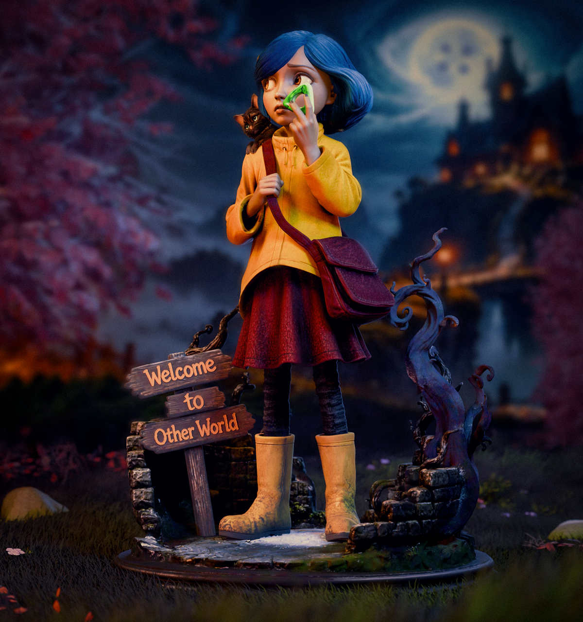 Coraline Sculpture (75mm to 500mm) - Unassembled/Unpainted/3D Print