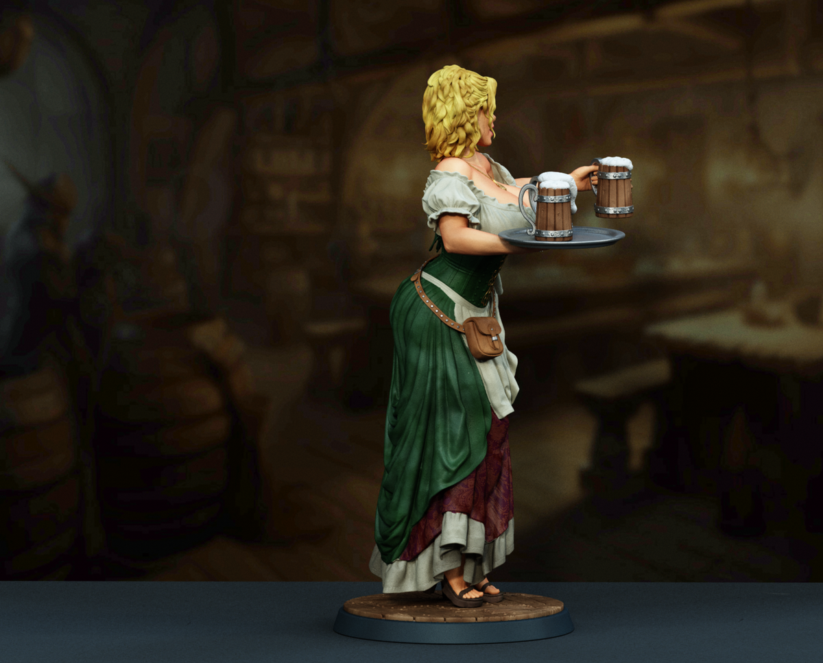 Medieval Tavern Maid SFW/NSFW Sculpture (75mm to 500mm) - Unassembled/Unpainted/3D Print