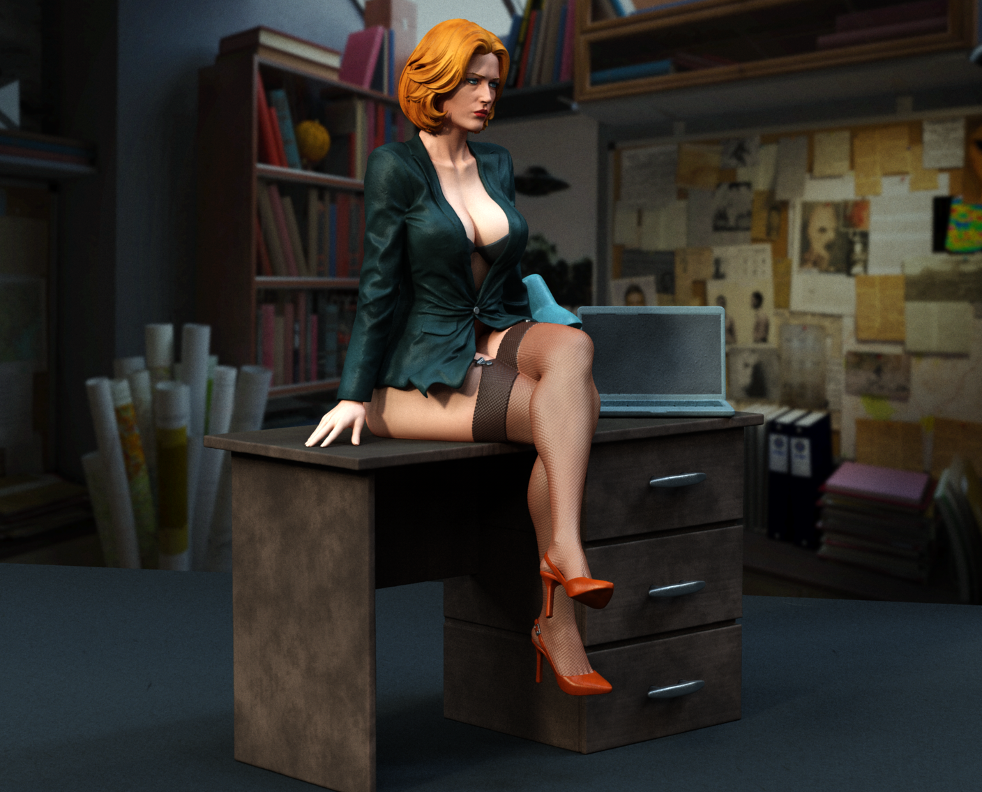 Dana Scully NSFW Sculpture (75mm to 500mm) - Unassembled/Unpainted/3D Print