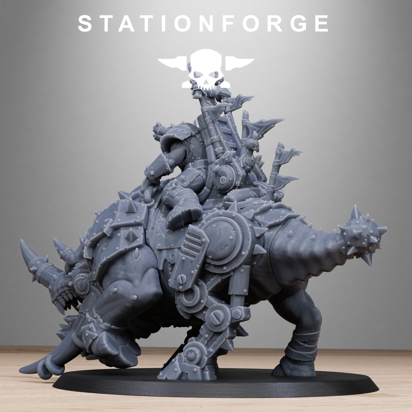 Orkaz Beast-Rider Warlord - by Station Forge  -TTRPG - Wargaming - Grimdark