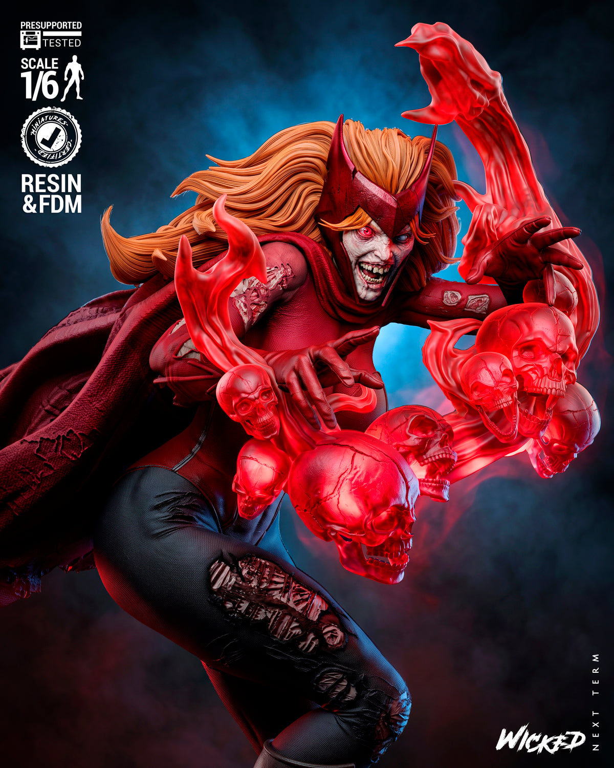 Zombie Scarlet Witch Sculpture (75mm to 500mm) - Unassembled/Unpainted/3D Print