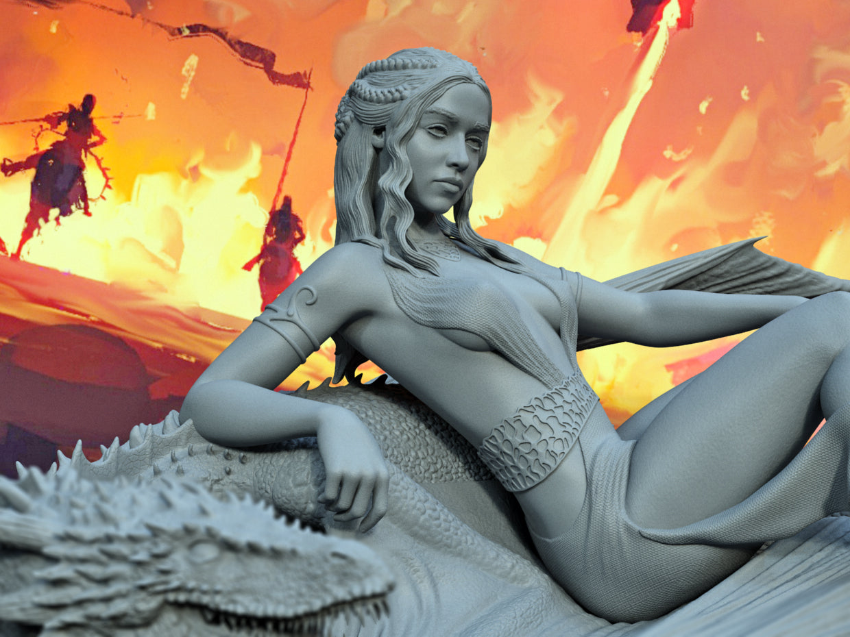 Daenerys Kalesi SFW/NSFW Sculpture (75mm to 500mm) - Unassembled/Unpainted/3D Print
