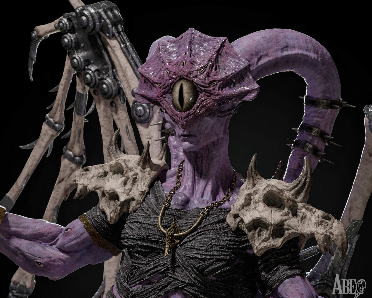 The Ninefold Sorcerer Sculpture (75mm to 500mm) - Unassembled/Unpainted/3D Print