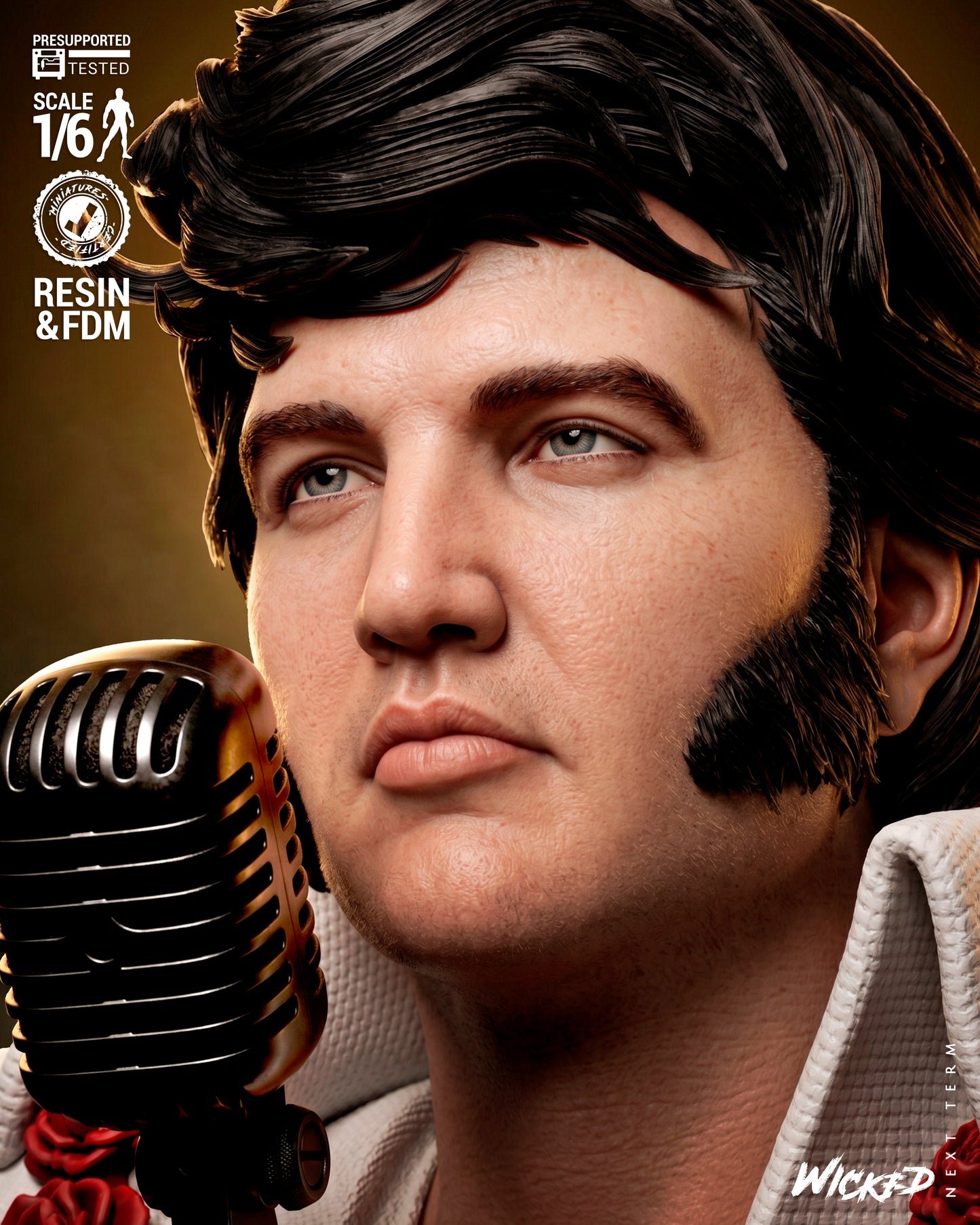 Elvis Presley Aloha from Hawaii Sculpture (75mm to 500mm) - Unassembled/Unpainted/3D Print
