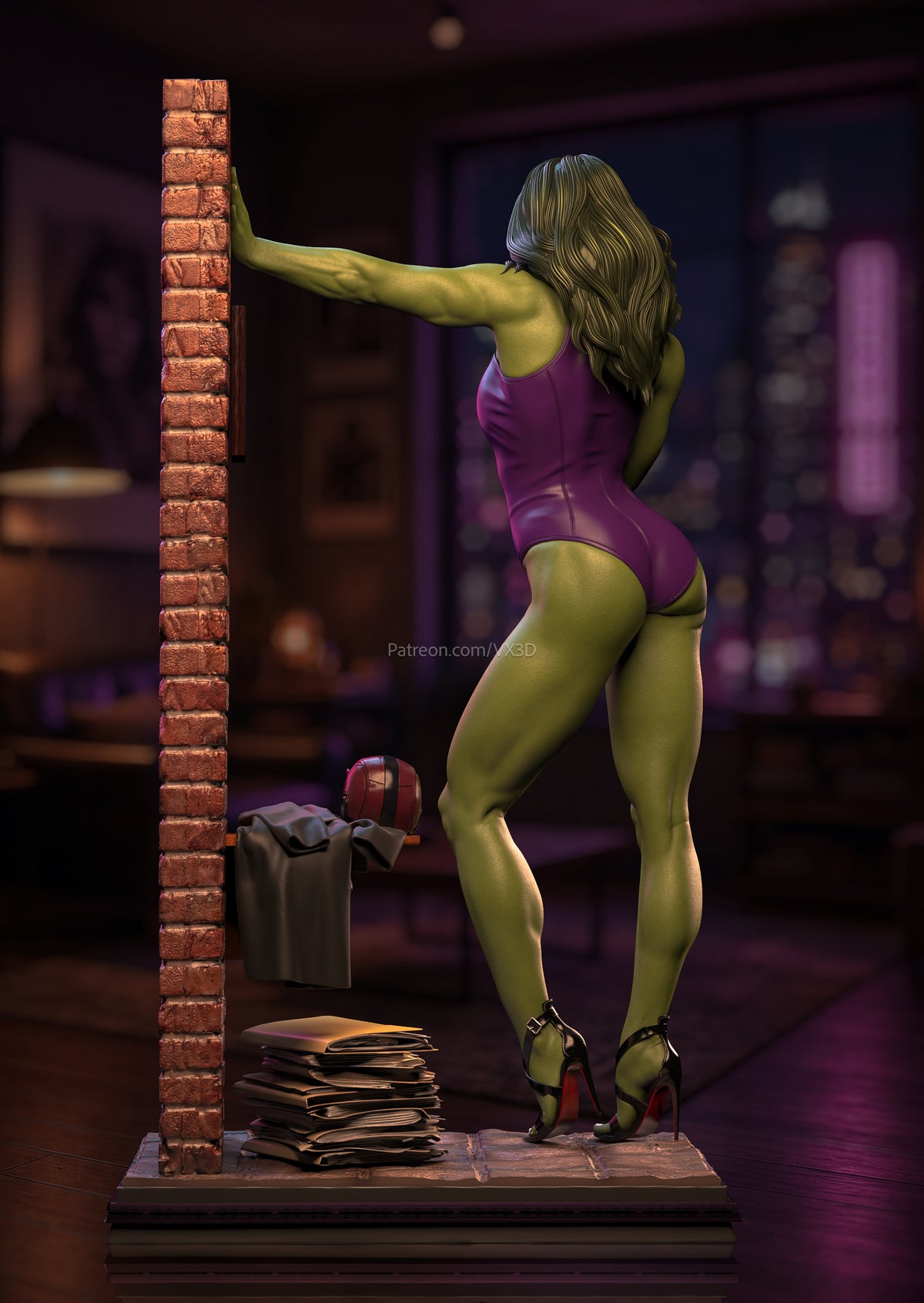She-Hulk Sculpture (75mm to 500mm) - Unassembled/Unpainted/3D Print