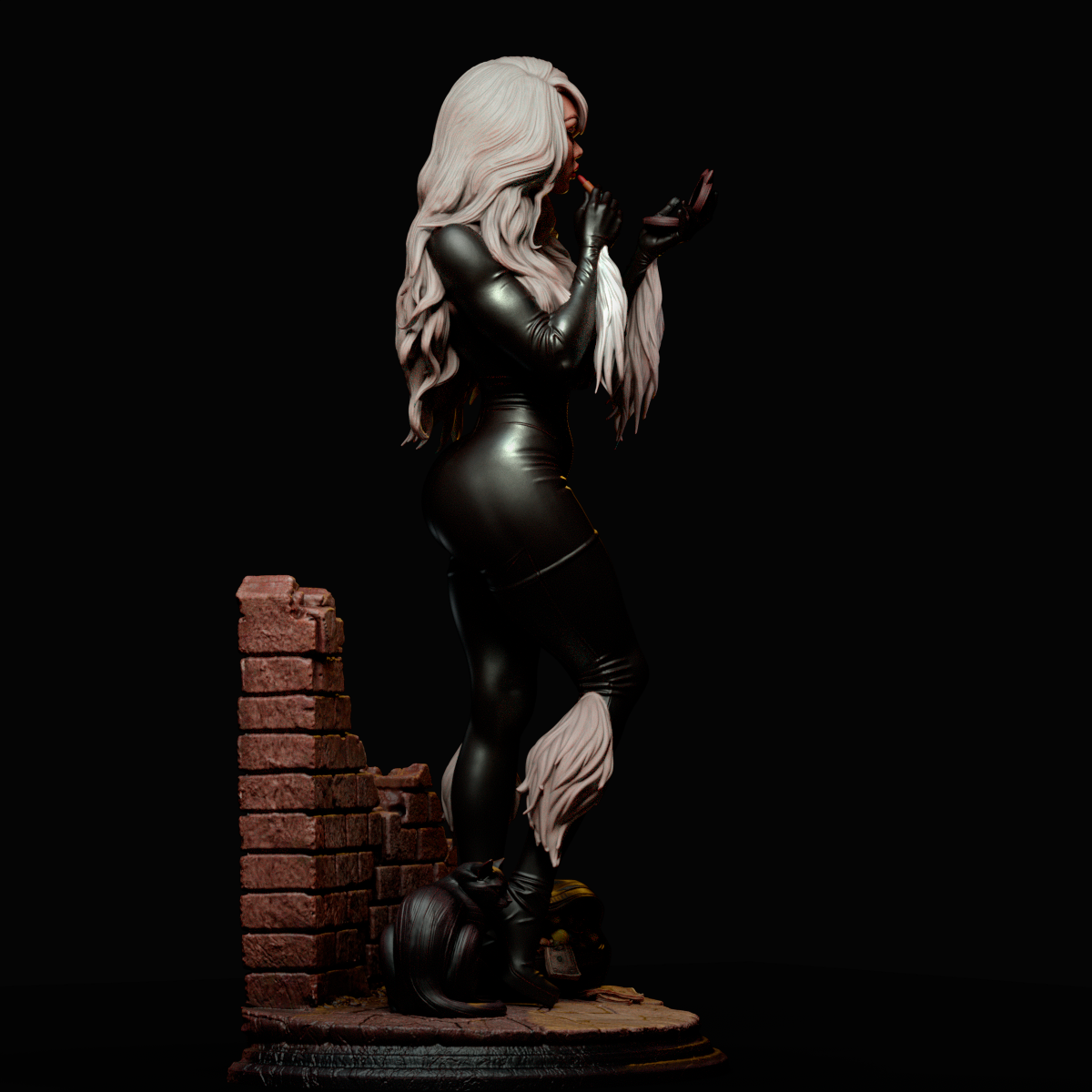 Black Cat Sculpture (75mm to 500mm) - Unassembled/Unpainted/3D Print