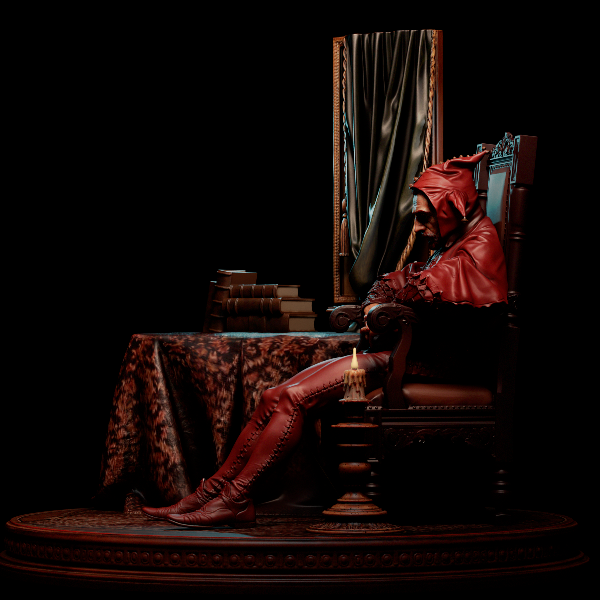 The Sad Jester Sculpture (75mm to 500mm) - Unassembled/Unpainted/3D Print