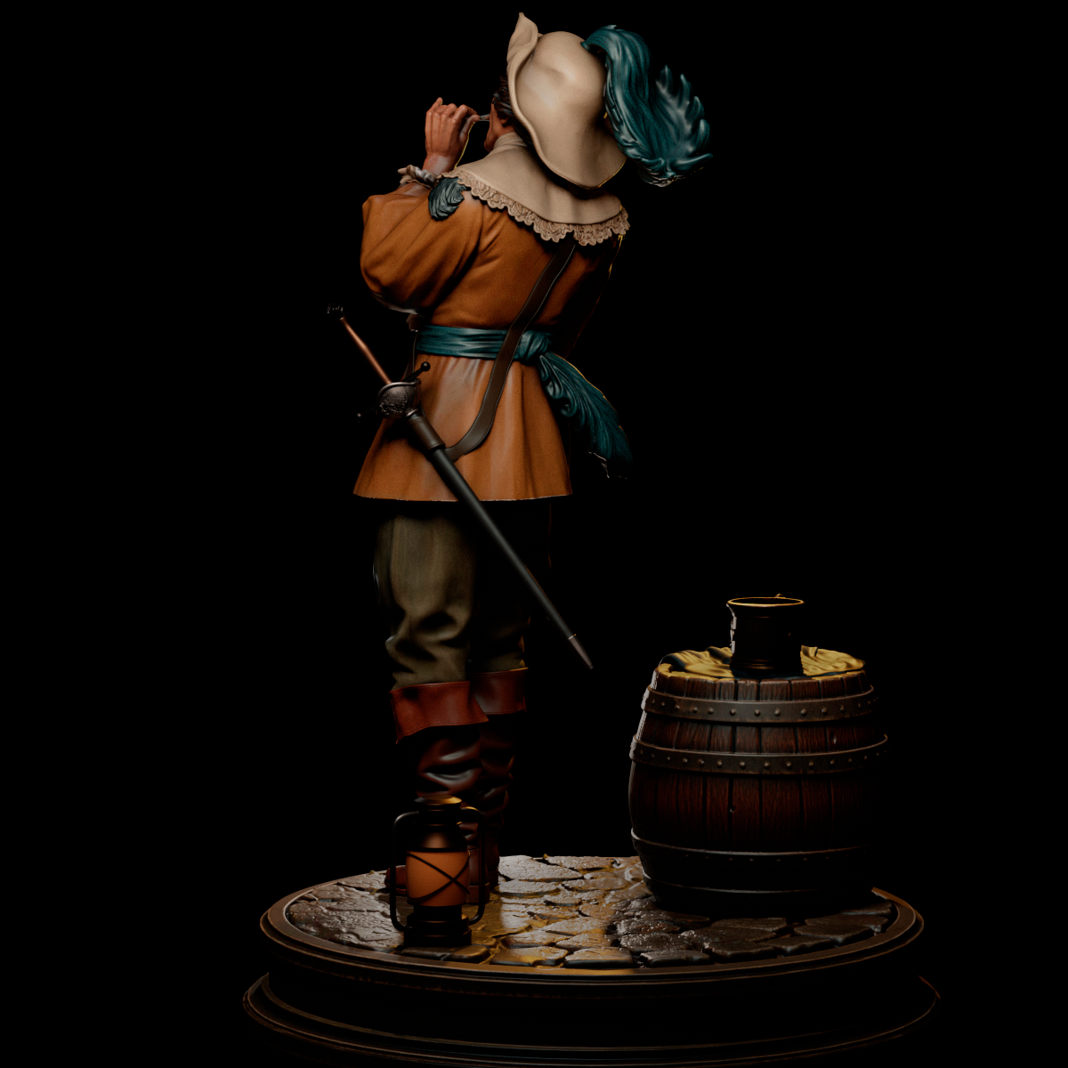 The Musketeer Sculpture (75mm to 500mm) - Unassembled/Unpainted/3D Print