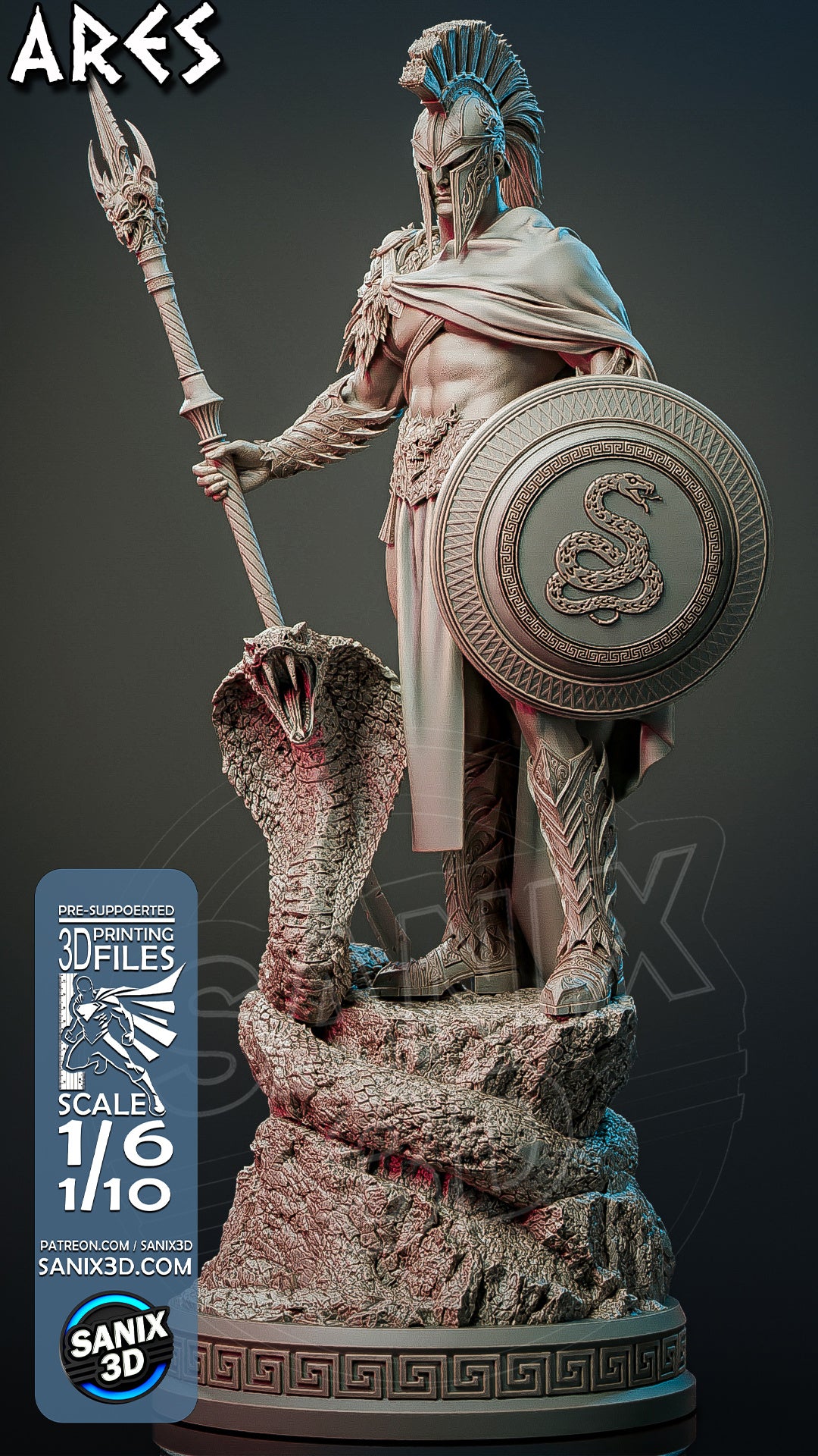 ARES ( God of War ) Sculpture(75mm to 500mm) - Unassembled/Unpainted/3D Print