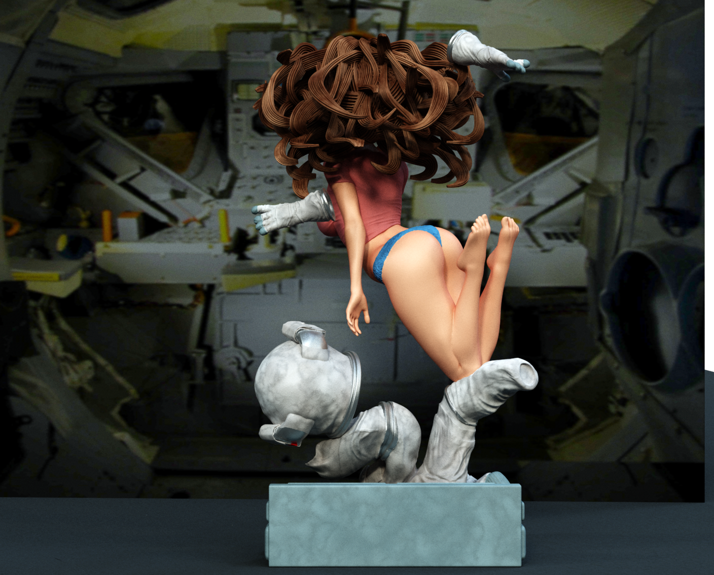 Pin-up astronaut Sculpture (75mm to 500mm) - Unassembled/Unpainted/3D Print