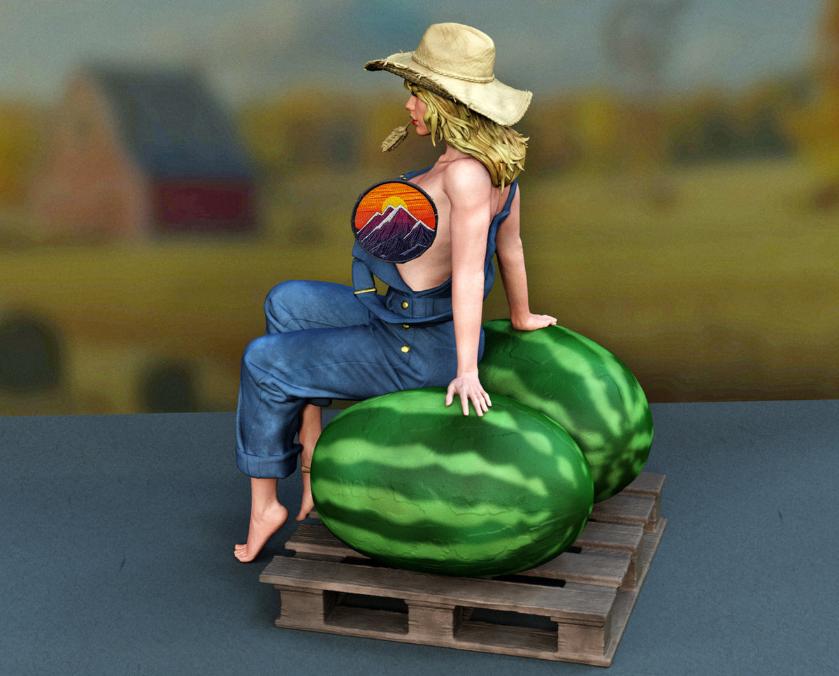 Country Girl Sculpture(75mm to 500mm) - Unassembled/Unpainted/3D Print