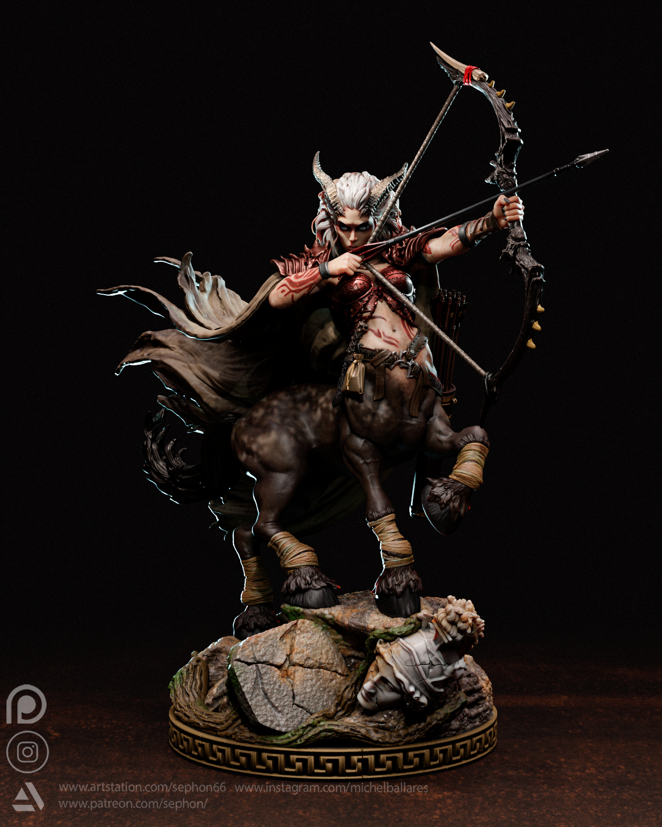 Centaur Huntress Sculpture (75mm to 500mm) - Unassembled/Unpainted/3D Print