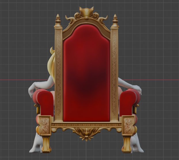 Princess Peach on Throne Sculpture (75mm to 500mm) - Unassembled/Unpainted/3D Print