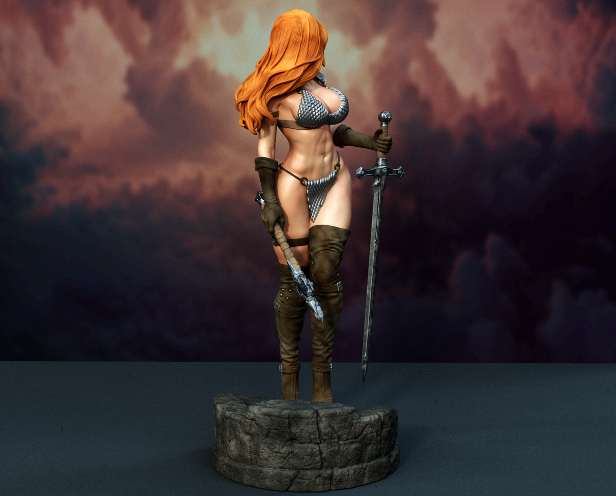 Red Sonja SFW/NSFW Sculpture (75mm to 500mm) - Unassembled/Unpainted/3D Print
