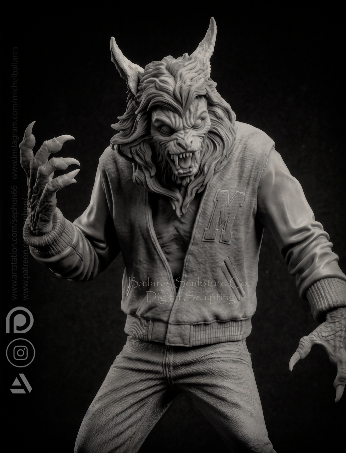 Michael Jackson's Thriller Werewolf Sculpture (75mm to 500mm) - Unassembled/Unpainted/3D Print