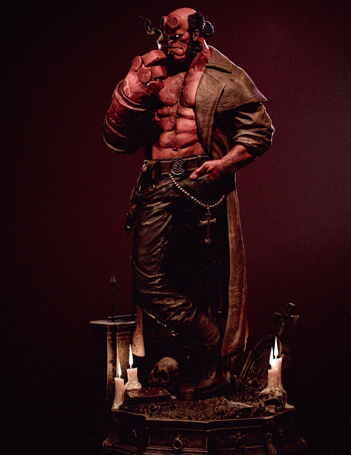 Hellboy Sculpture (75mm to 500mm) - Unassembled/Unpainted/3D Print