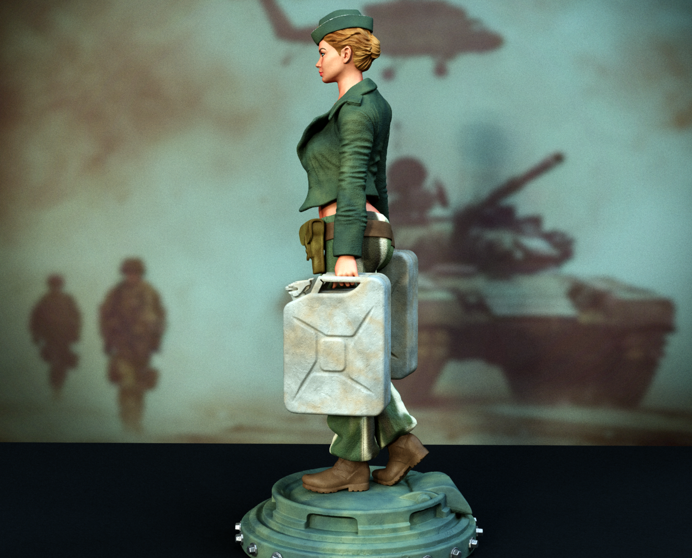 Army Tank Girl SFW/NSFW Sculpture (75mm to 500mm) - Unassembled/Unpainted/3D Print