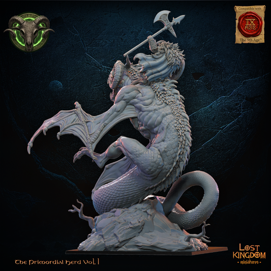 Brennach, Wildhorn Lord on Cuelebre - Beast-Men - TTRPG - Wargaming - Mordheim - Dungeons and Dragons