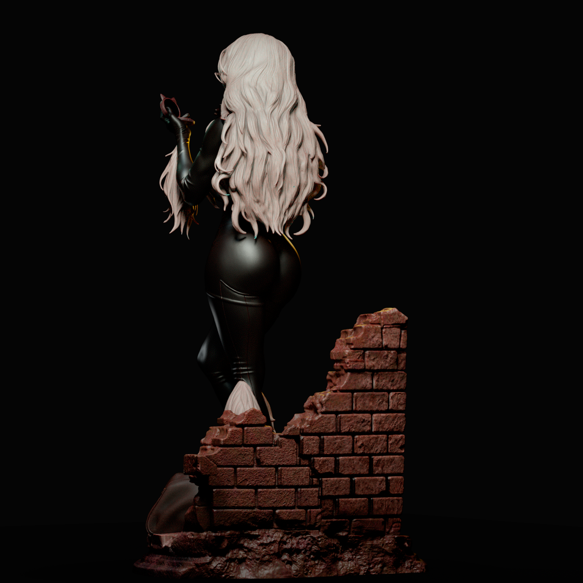 Black Cat Sculpture (75mm to 500mm) - Unassembled/Unpainted/3D Print