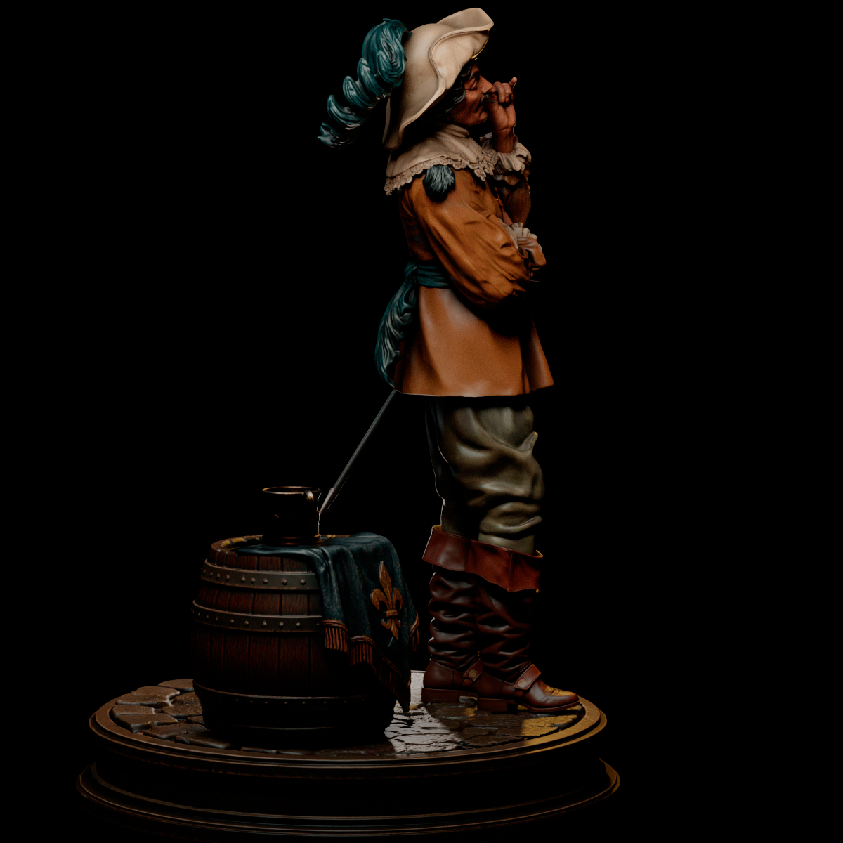 The Musketeer Sculpture (75mm to 500mm) - Unassembled/Unpainted/3D Print