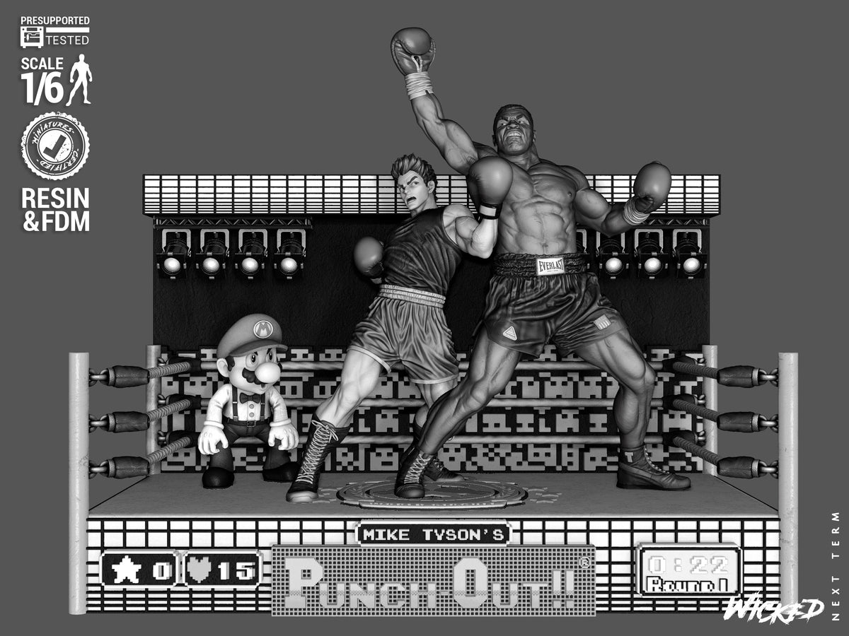 Mike Tyson vs Little Mac Diorama(75mm to 500mm) - Unassembled/Unpainted/3D Print