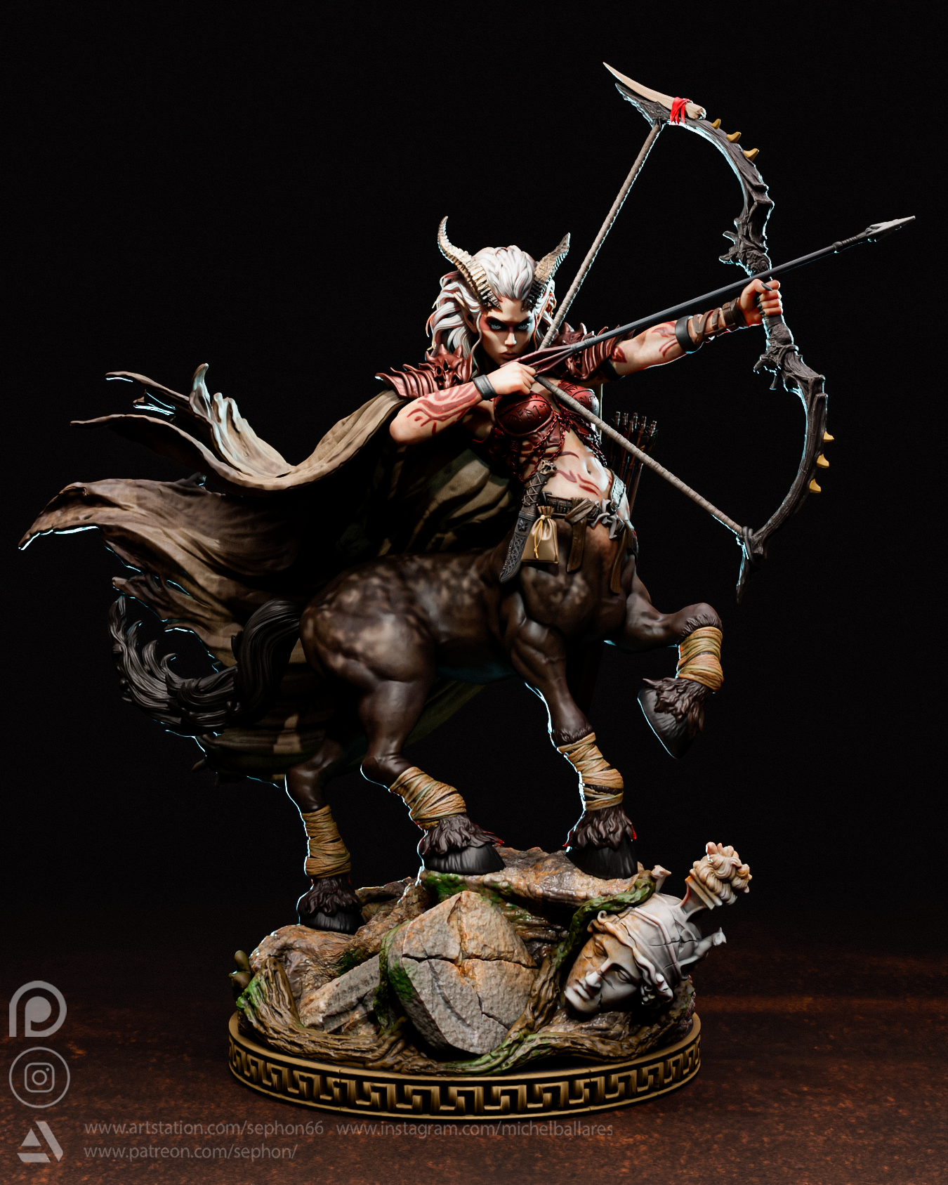 Centaur Huntress Sculpture (75mm to 500mm) - Unassembled/Unpainted/3D Print