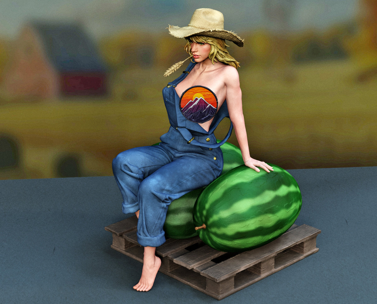 Country Girl Sculpture(75mm to 500mm) - Unassembled/Unpainted/3D Print