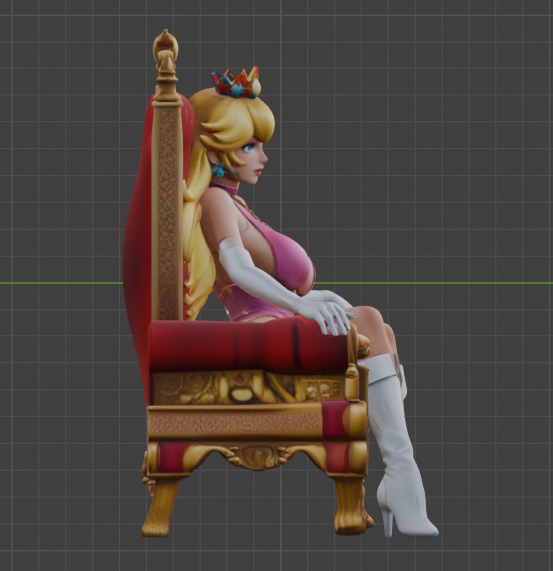 Princess Peach on Throne Sculpture (75mm to 500mm) - Unassembled/Unpainted/3D Print