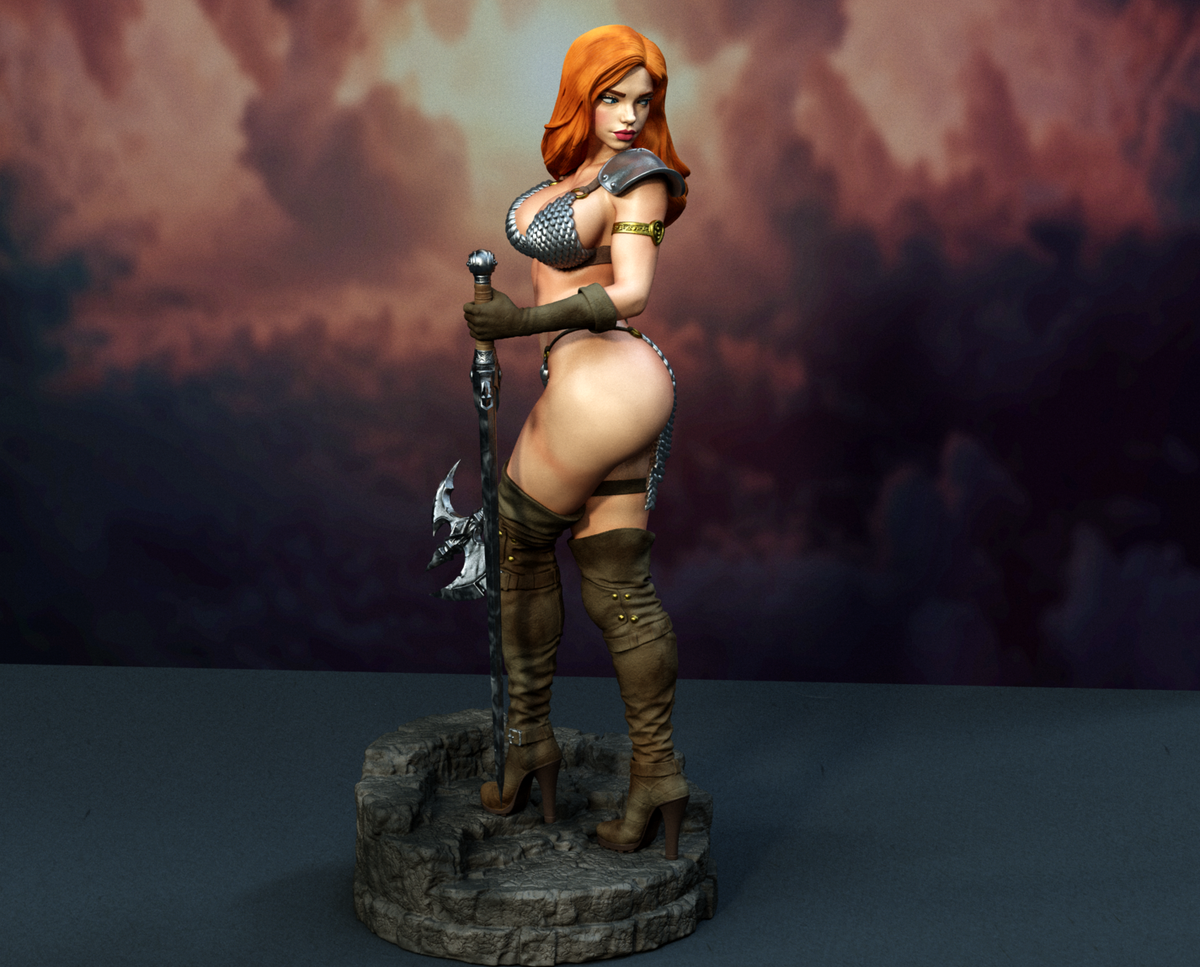 Red Sonja SFW/NSFW Sculpture (75mm to 500mm) - Unassembled/Unpainted/3D Print
