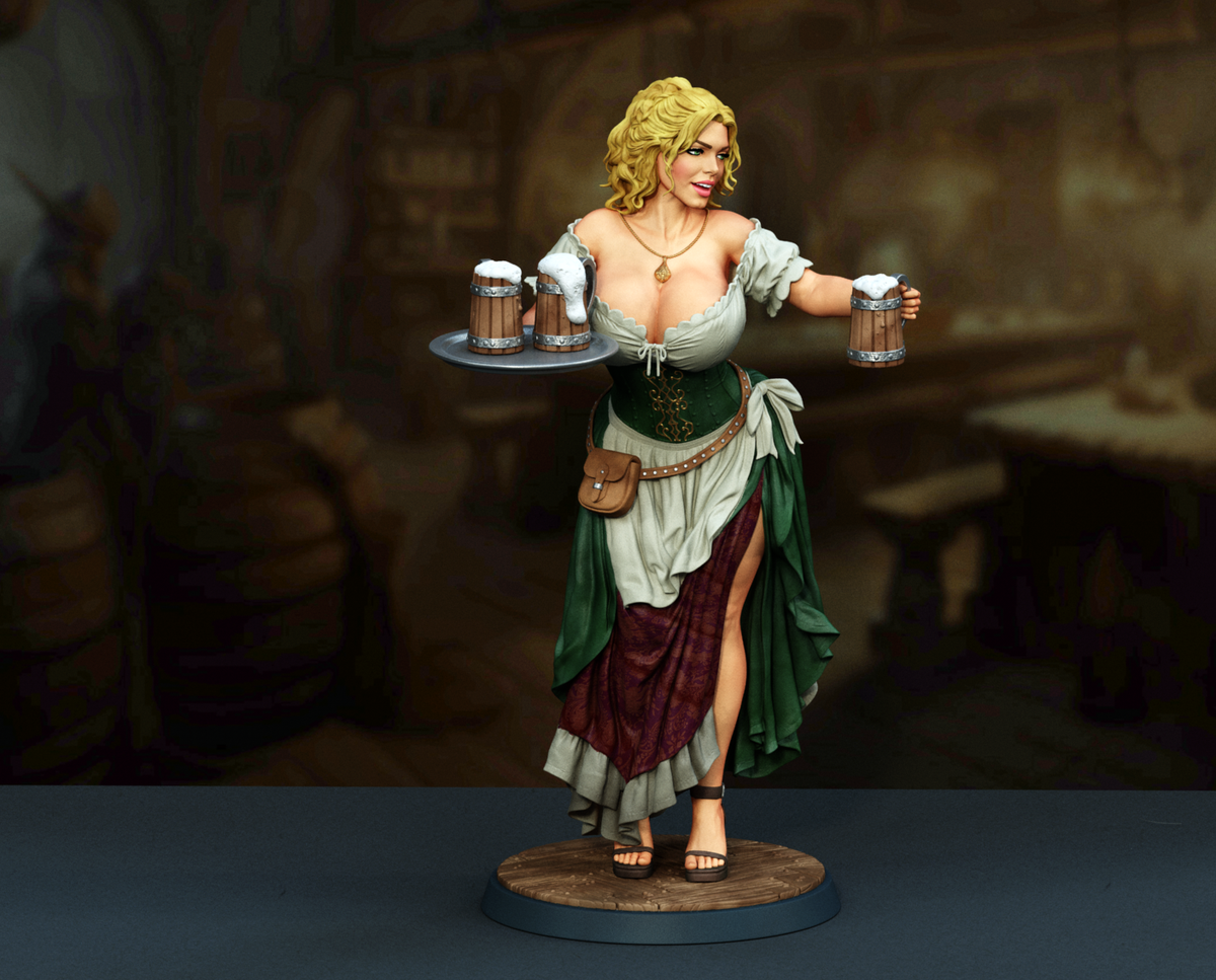 Medieval Tavern Maid SFW/NSFW Sculpture (75mm to 500mm) - Unassembled/Unpainted/3D Print