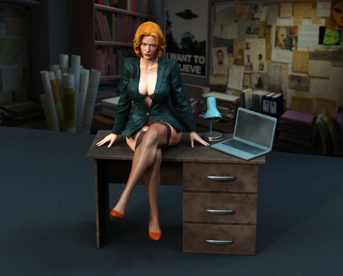 Dana Scully NSFW Sculpture (75mm to 500mm) - Unassembled/Unpainted/3D Print