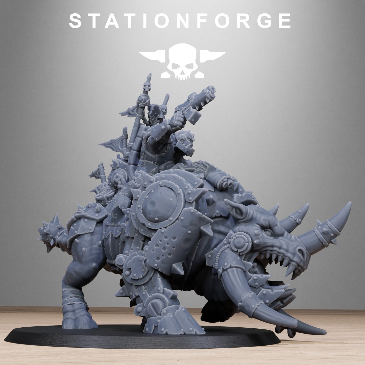 Orkaz Beast-Rider Warlord - by Station Forge  -TTRPG - Wargaming - Grimdark