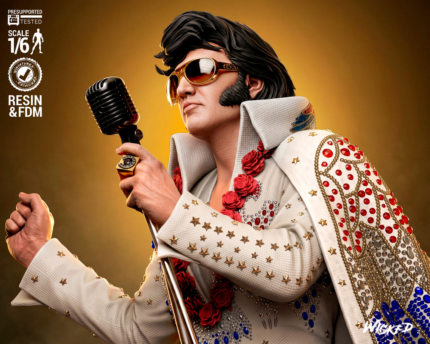 Elvis Presley Aloha from Hawaii Sculpture (75mm to 500mm) - Unassembled/Unpainted/3D Print