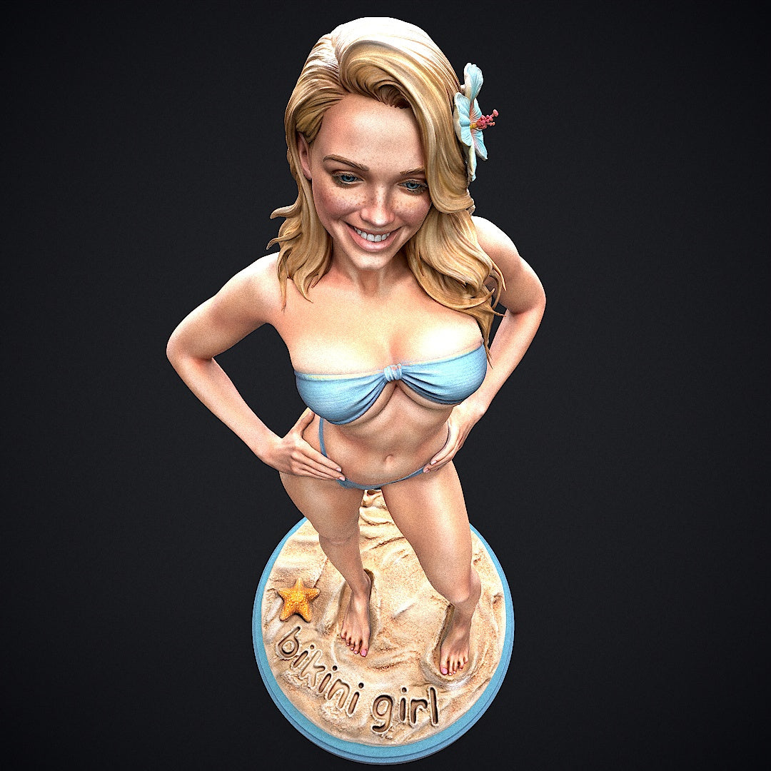 Bikini Girl Pin Up Sculpture (75mm to 500mm) - Unassembled/Unpainted/3D Print