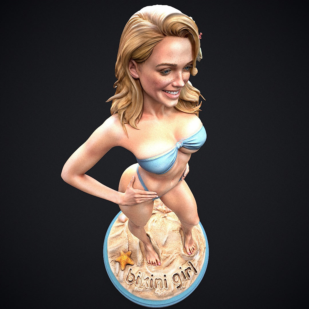 Bikini Girl Pin Up Sculpture (75mm to 500mm) - Unassembled/Unpainted/3D Print
