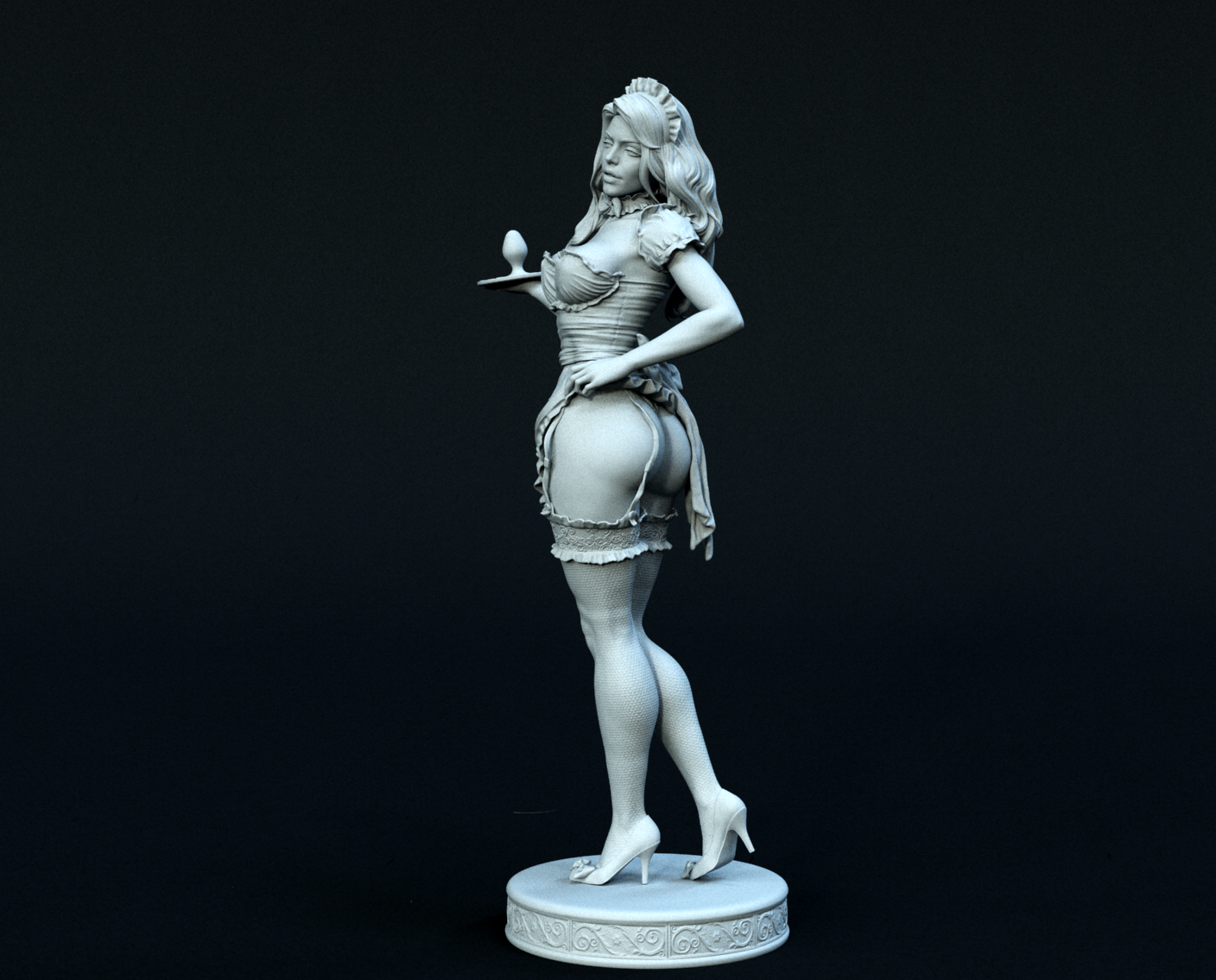 Maid Sculpture (75mm to 500mm) - Unassembled/Unpainted/3D Print