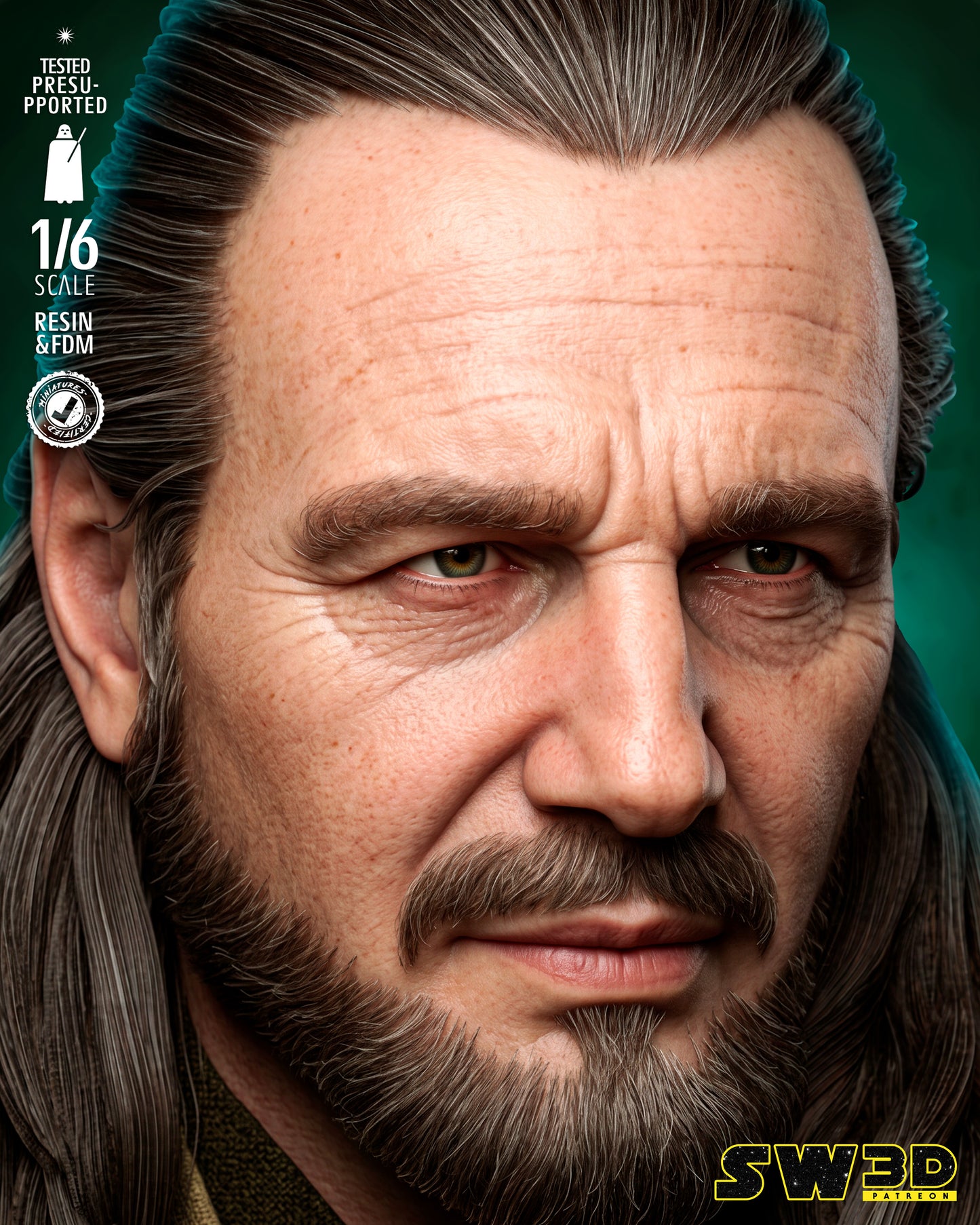Qui-Gon Jinn Sculpture (75mm to 500mm) - Unassembled/Unpainted/3D Print