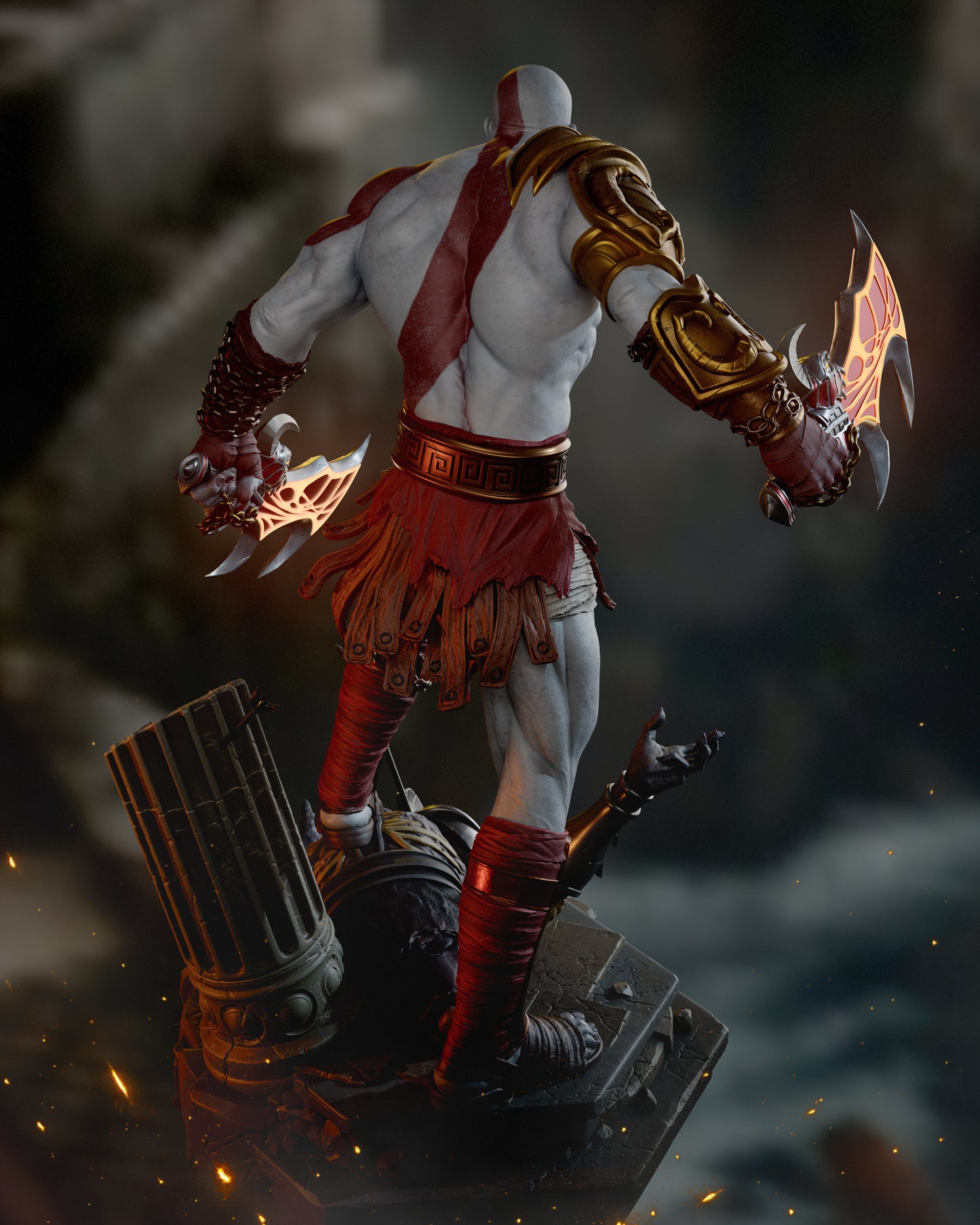 Kratos; God of war Sculpture (75mm to 500mm) - Unassembled/Unpainted/3D Print