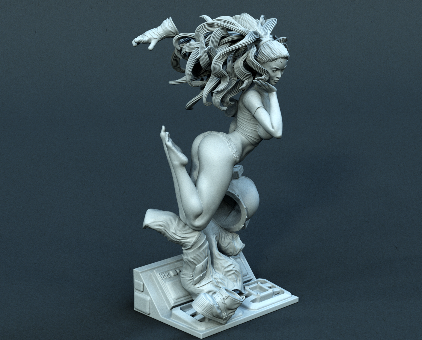 Pin-up astronaut Sculpture (75mm to 500mm) - Unassembled/Unpainted/3D Print