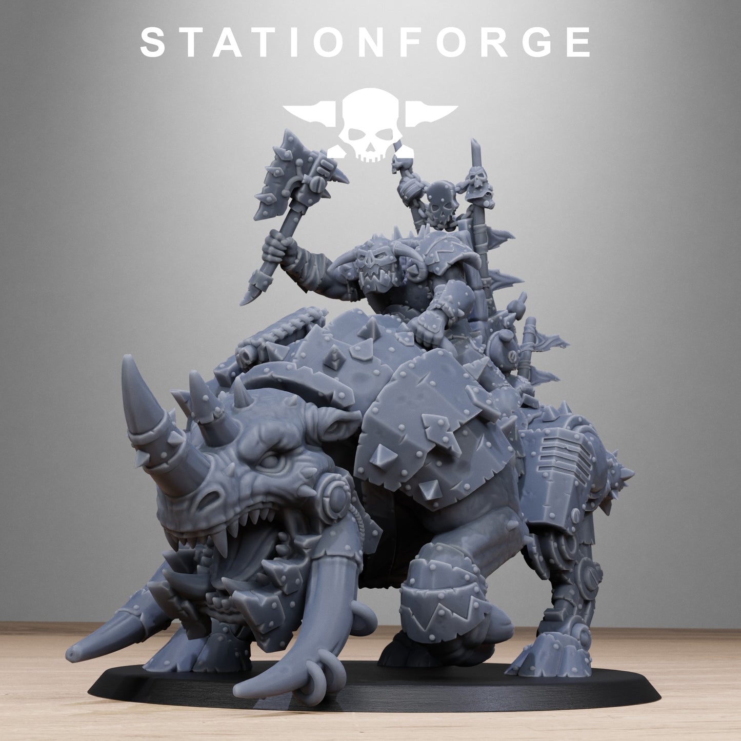 Orkaz Beast-Rider Warlord - by Station Forge  -TTRPG - Wargaming - Grimdark