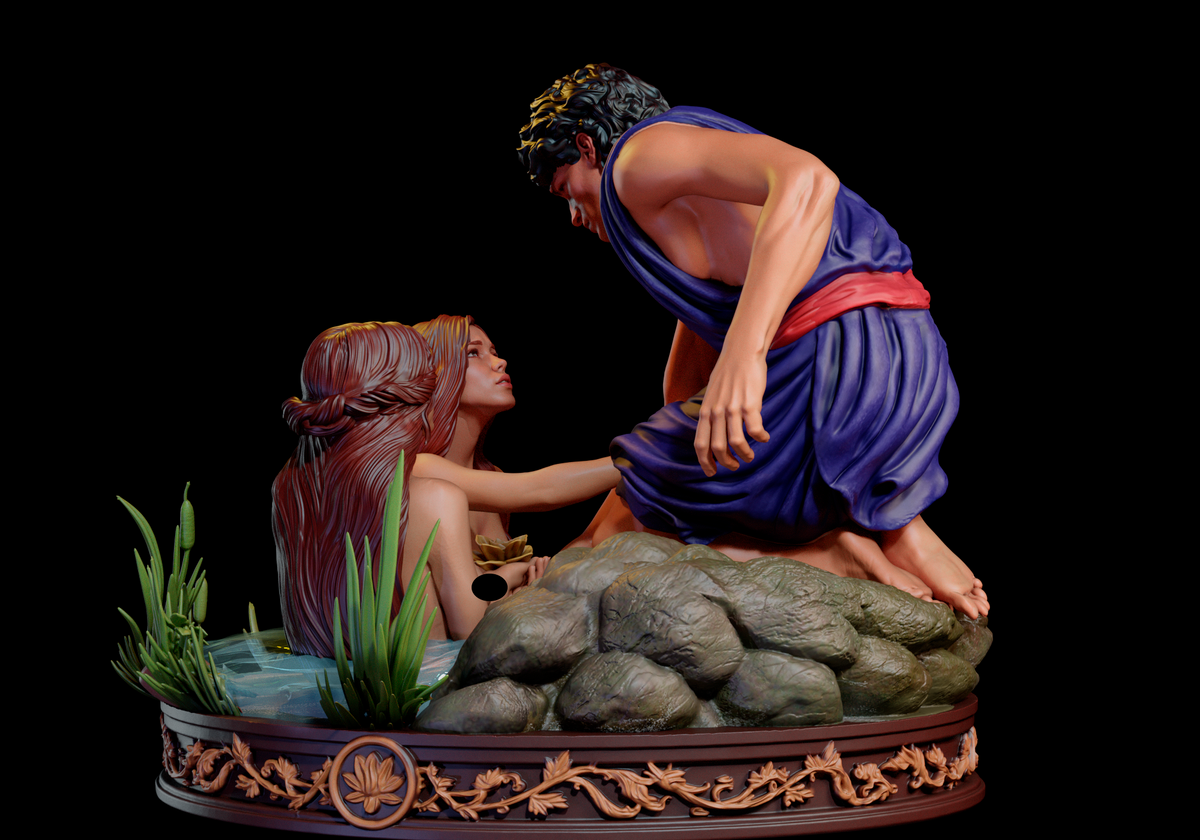 Hylas and the Nymphs Diorama (75mm to 500mm) - Unassembled/Unpainted/3D Print