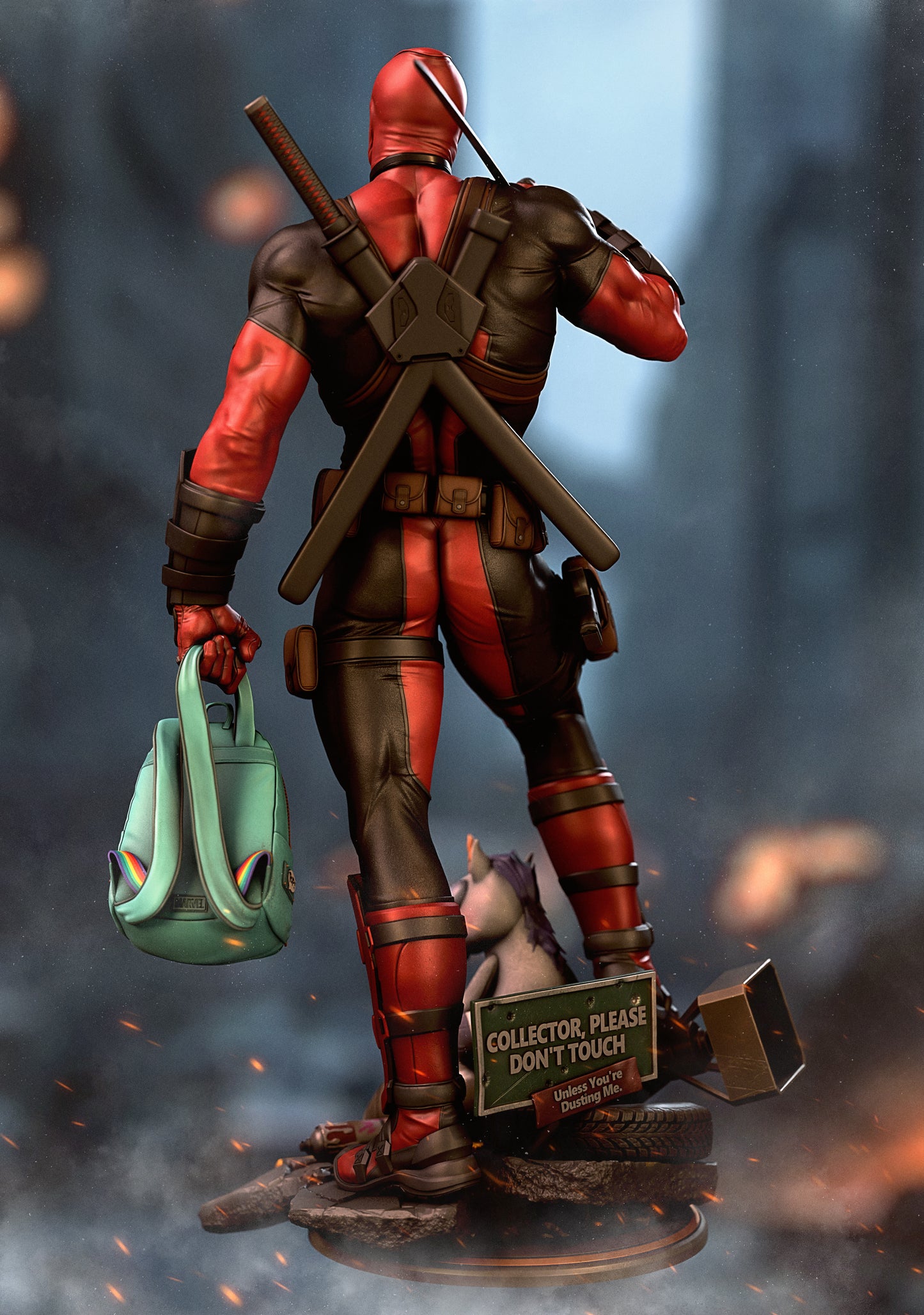 Deadpool Sculpture (75mm to 500mm) - Unassembled/Unpainted/3D Print