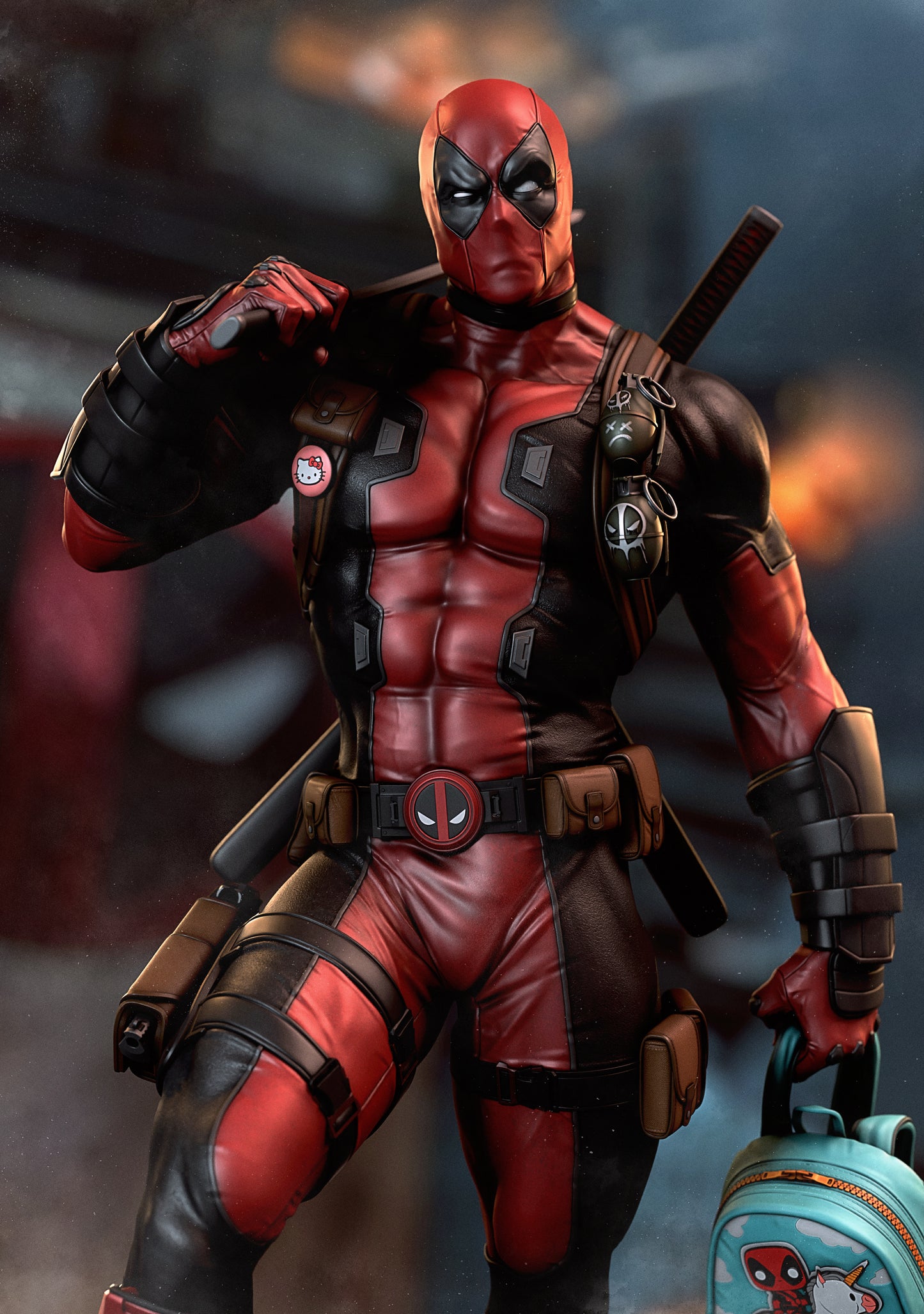 Deadpool Sculpture (75mm to 500mm) - Unassembled/Unpainted/3D Print