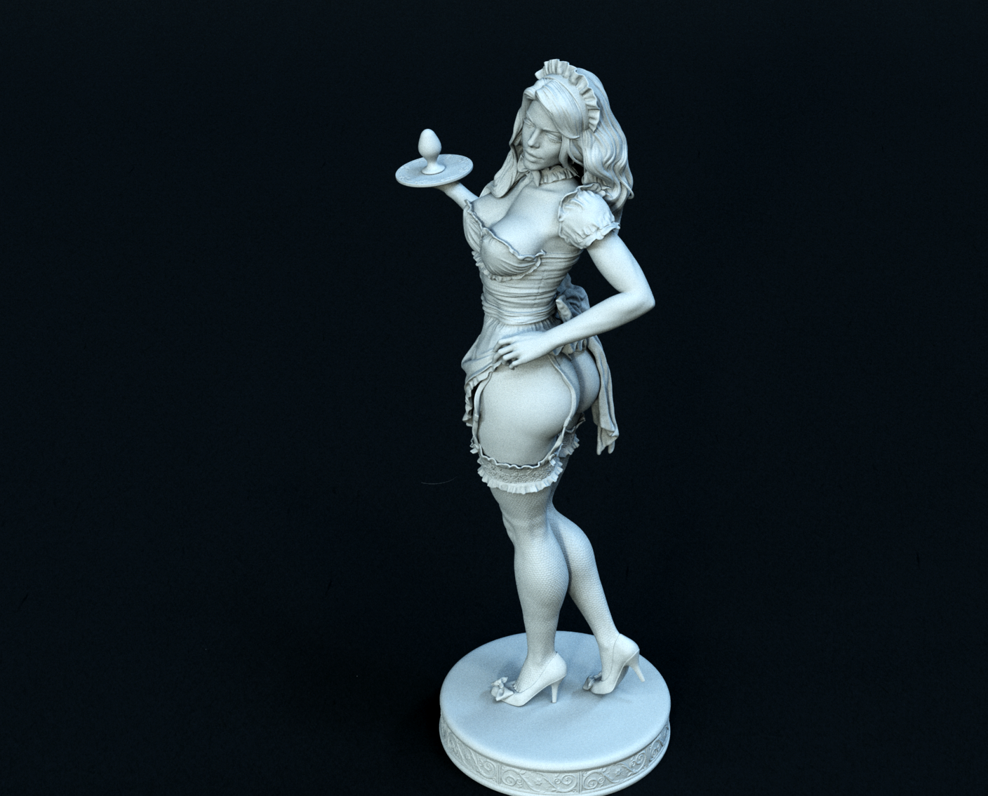 Maid Sculpture (75mm to 500mm) - Unassembled/Unpainted/3D Print