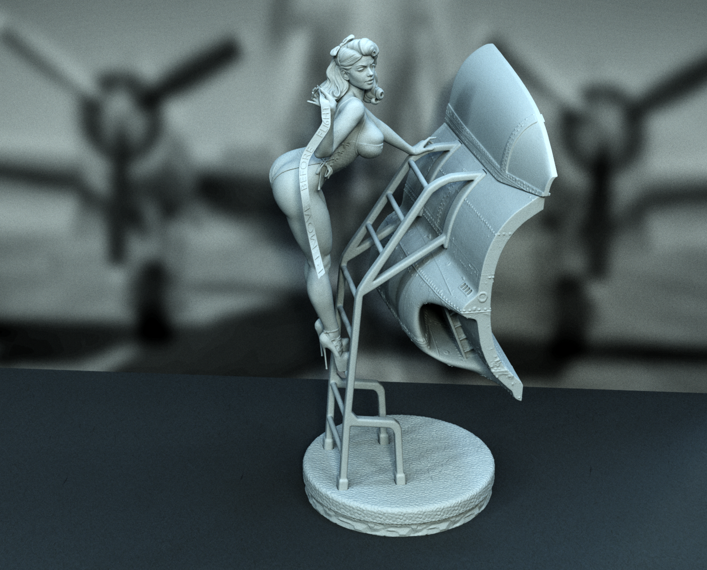 Pin up - T-33 SFW/NSFW Sculpture (75mm to 500mm) - Unassembled/Unpainted/3D Print