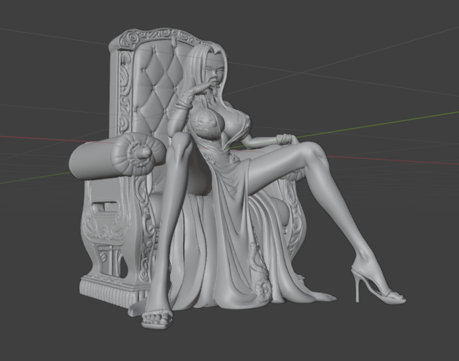Boa Hancock on Throne Sculpture (75mm to 500mm) - Unassembled/Unpainted/3D Print