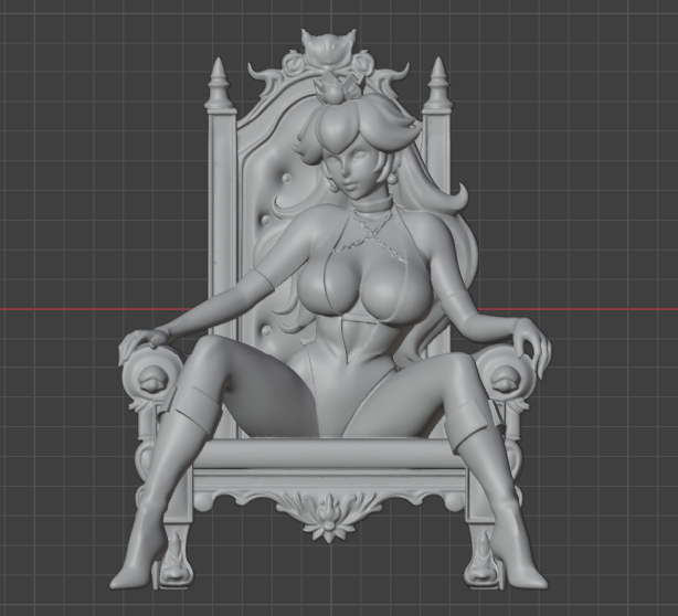 Princess Peach on Throne Sculpture (75mm to 500mm) - Unassembled/Unpainted/3D Print