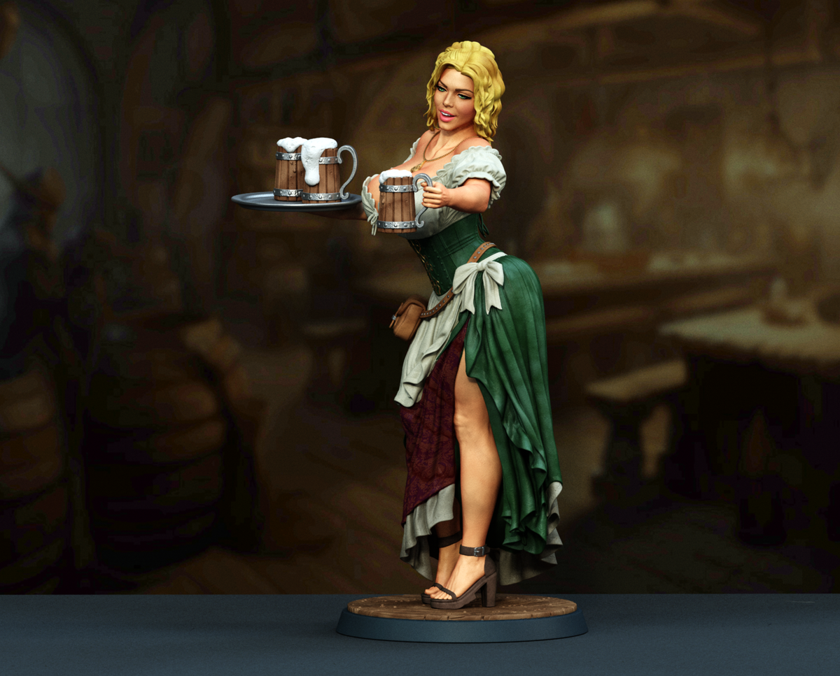 Medieval Tavern Maid SFW/NSFW Sculpture (75mm to 500mm) - Unassembled/Unpainted/3D Print